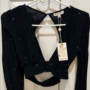 For Love And Lemons Black Starry Blouse
